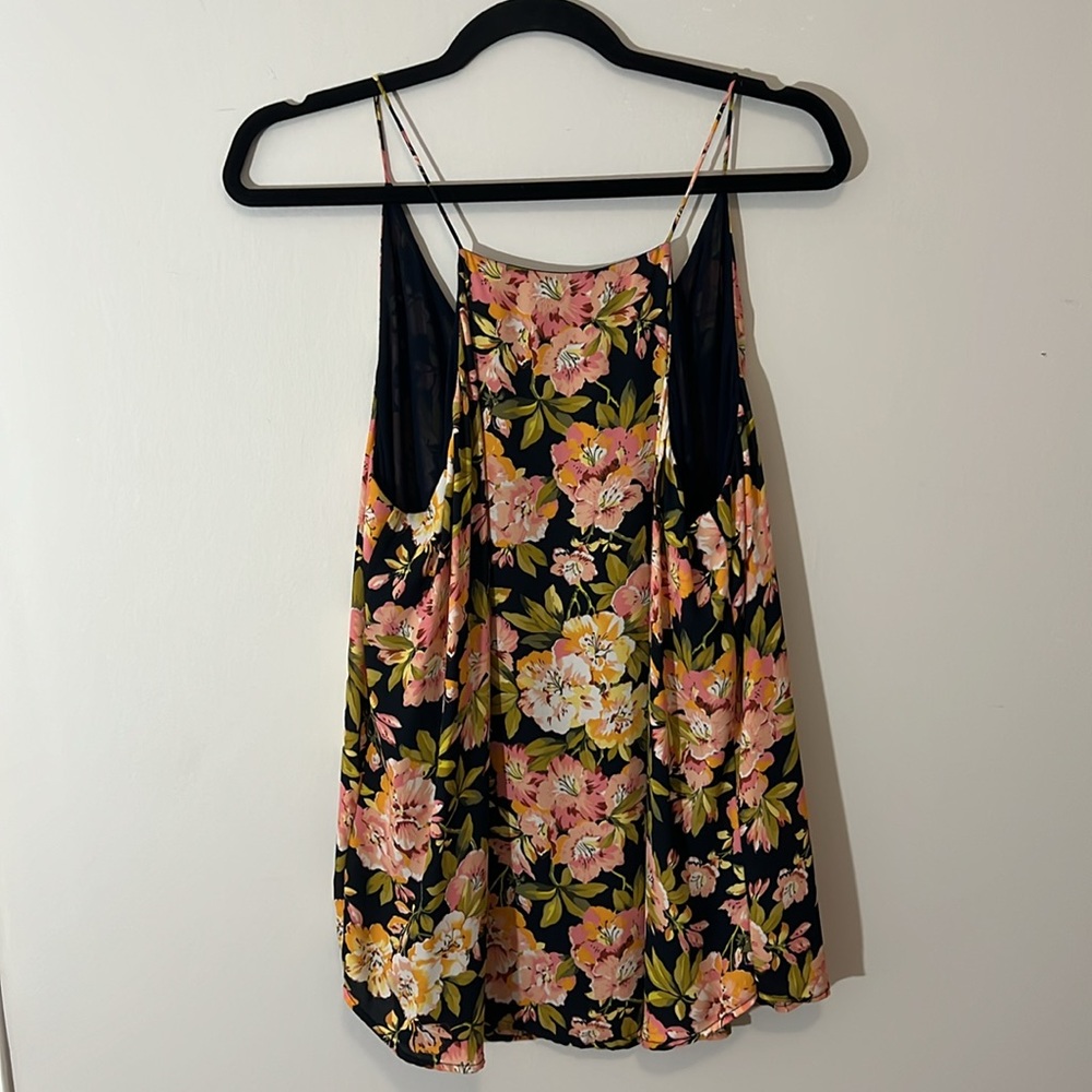 Loft Women's Floral Crepe Loose Spaghetti Strap Tank Top - Picture 3 of 5